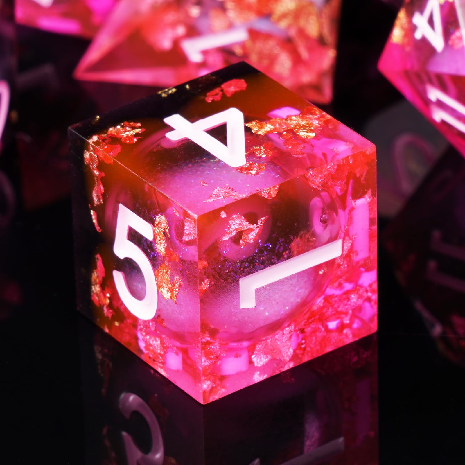 ORUZA 7 PCS Liquid Core DND Dice Resin Sharp Edge Dice Polyhedral D&D Dice Set for Dungeons and Dragons RPG MTG Role Playing Game Dice D20 D12 D10 D8 D6 D4 D% โ image 1