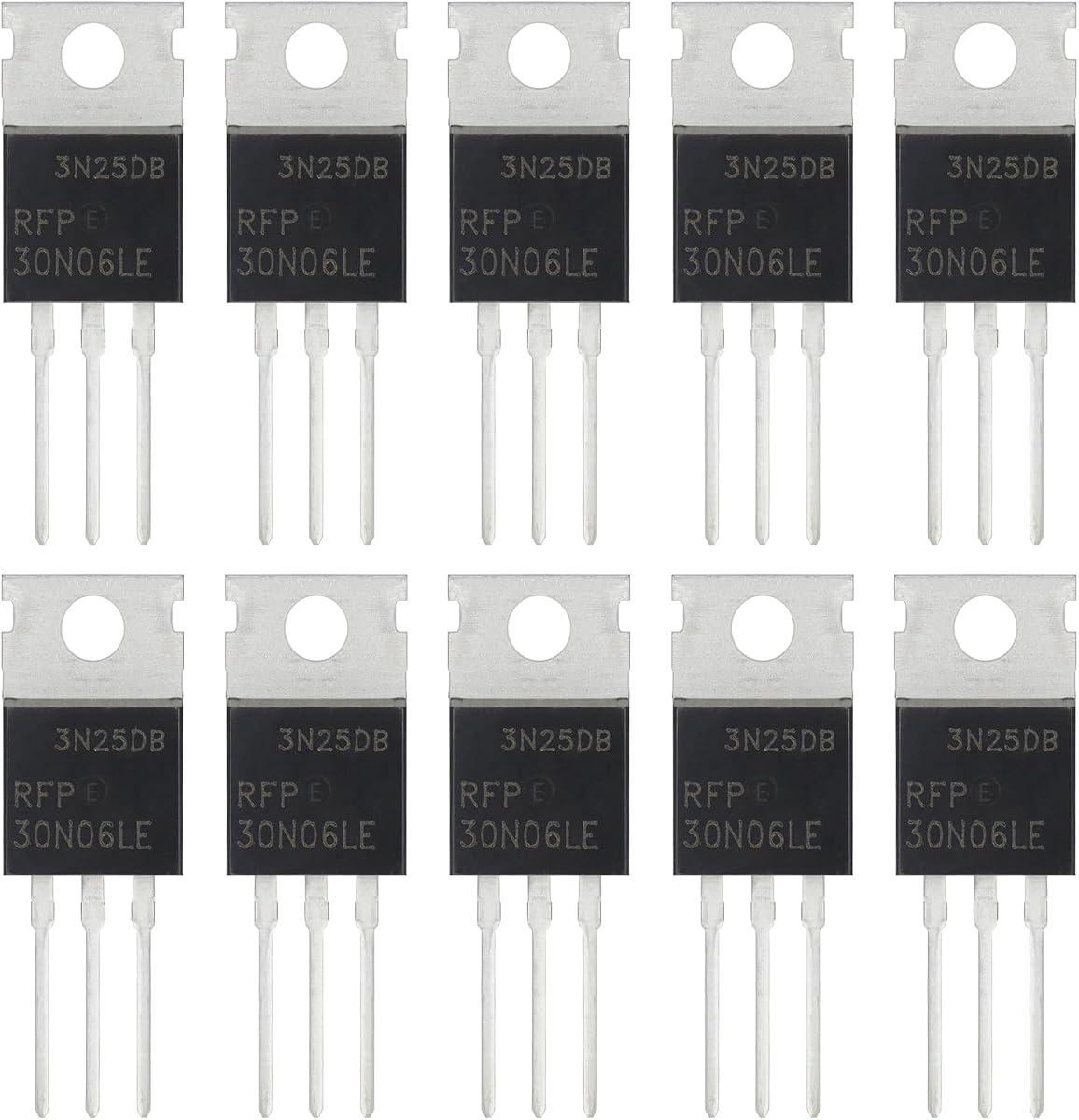 Transistores MOSFET de potencia de canal N RFP30N06LE 30A 60V P30N06LE Transistor Mosfets 30 Amp 60 voltios TO-220 (paquete de 10 unidades)