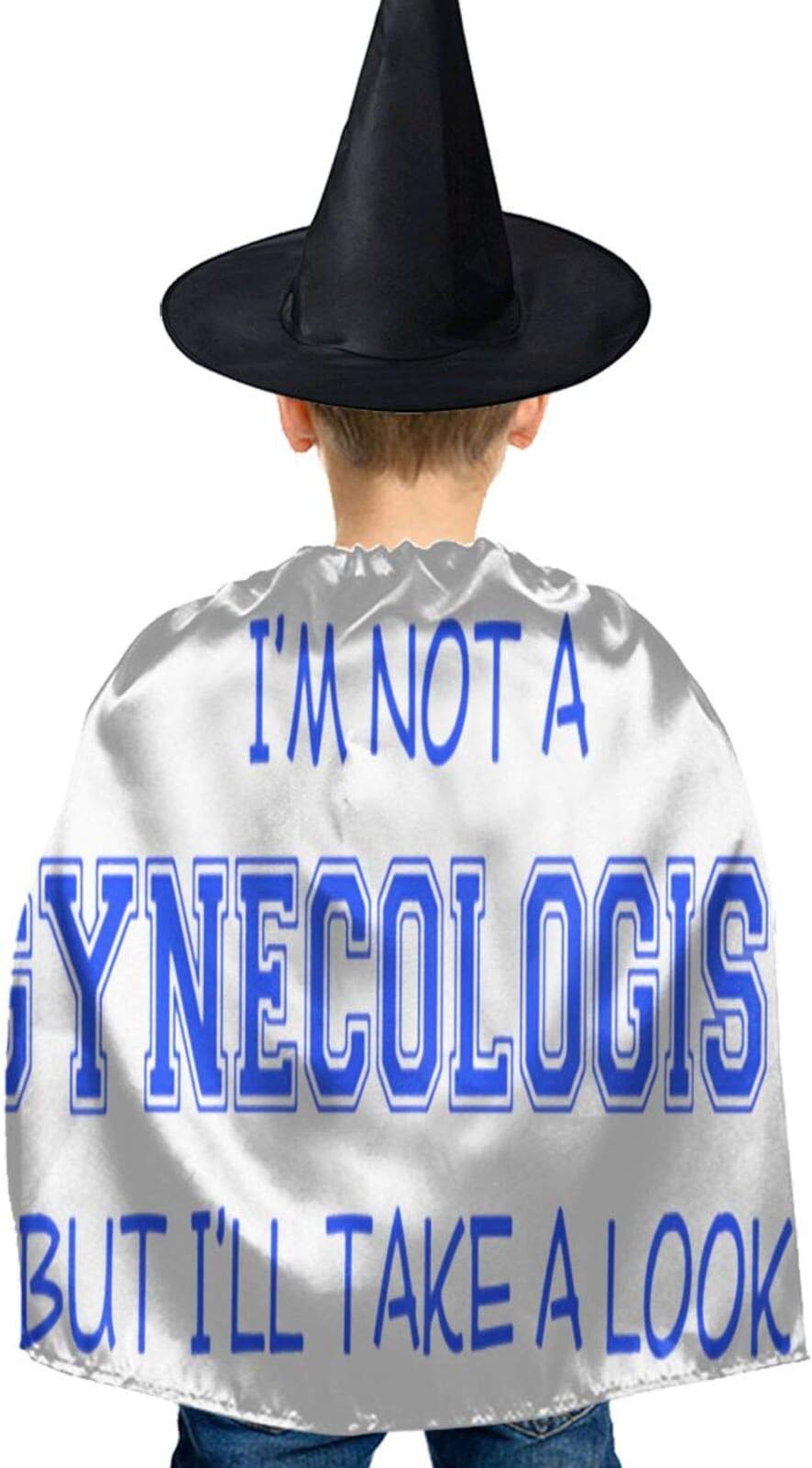 I'm Not Gynecologist, But I'll Take Look Kids Halloween Costumes Witch Wizard Cloak with Hat Wizard Cape for Boys Girls 3-12 Y Black