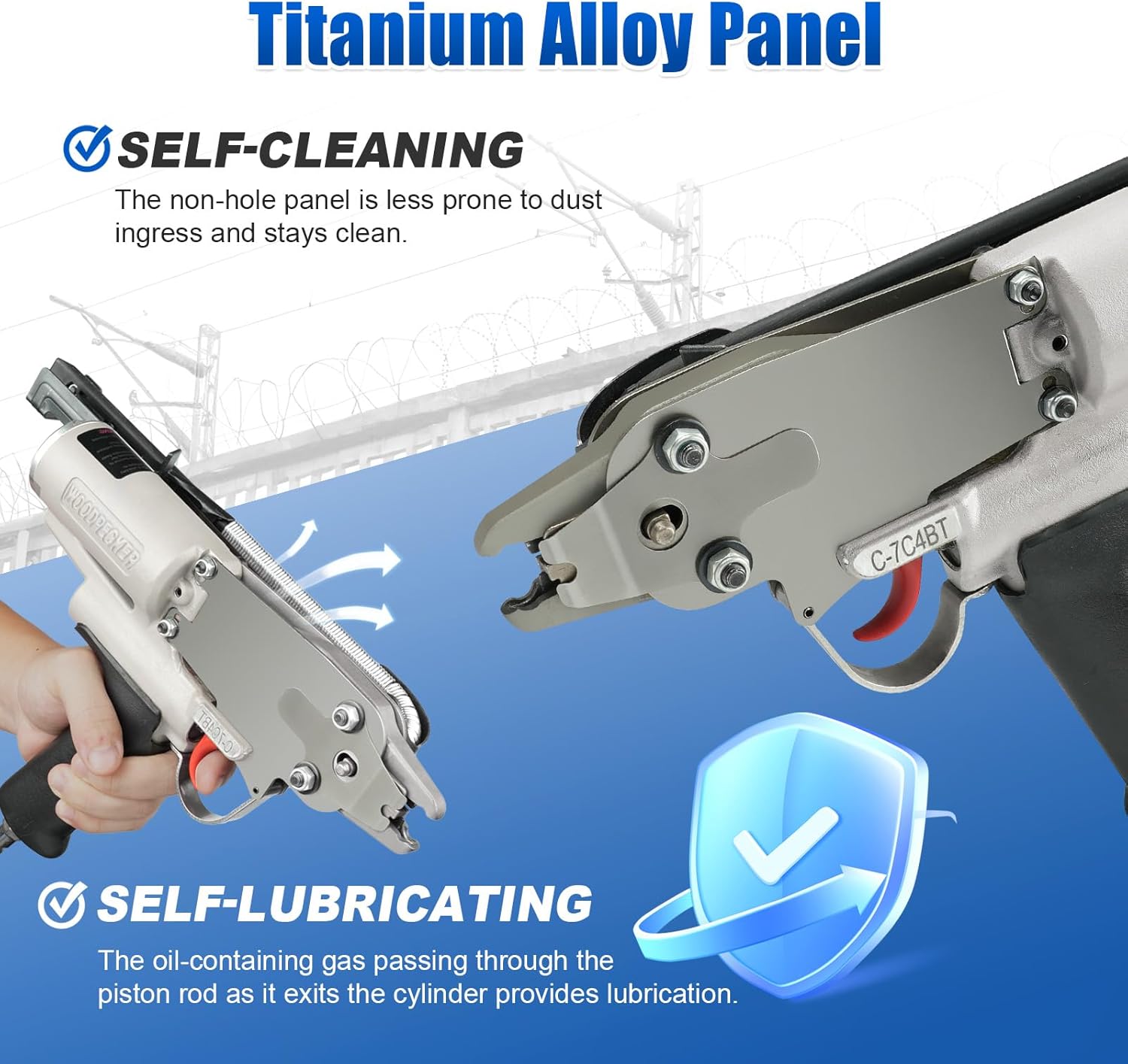 Woodpecker C-7C4BT 15 Gauge Professional Pneumatic Hog Ring Gun, 3/4-Inch 4.8mm Closure Diameter, C ring piler, C Ring Tool Hog Ring Plier, C ring gun for Mattress, Fencing, Cages