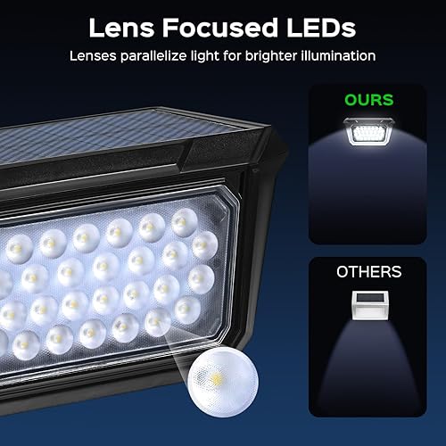 Miniatura 2 de RIMICAB Focos solares para exteriores, 30 LED impermeables del atardecer al amanecer, luces de pared de luz diurna de 6000 K para exteriores,