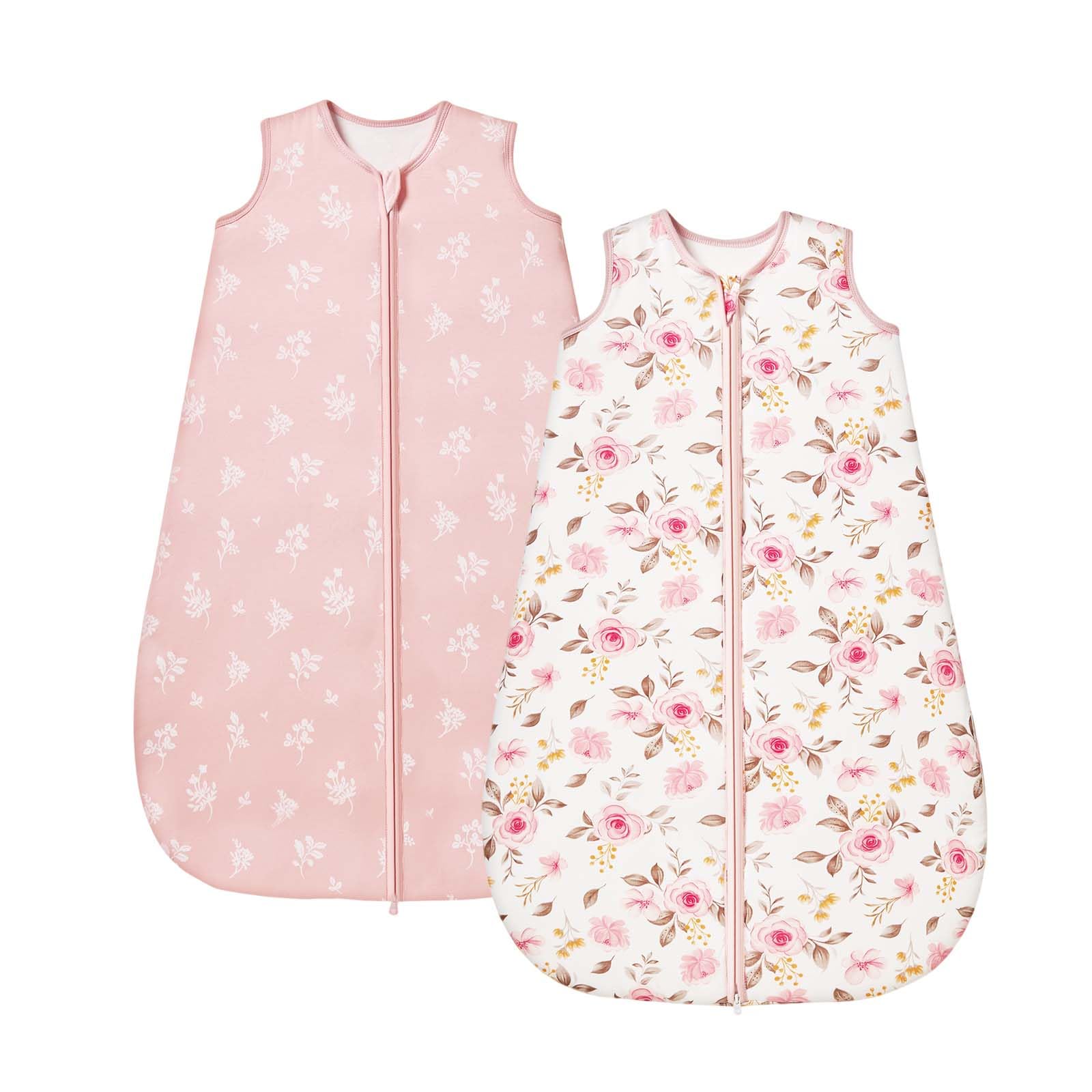 ToyaTec Sacco nanna per neonati 1.0 Tog, confezione da 2, in morbidissimo rayon di bambù, sacco nanna in fibra di bambù biologica per neonati, ideale per primavera, estate e autunno(Rosa,XL)