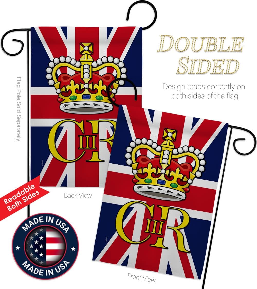 Coronation of King Charles III Wall Tapestry Home Decor Banner Patio Porch Garden Flag Pole Room Indoor Small Outdoor Yard Party Decorations Souvenirs Poster United Kingdom Memorabilia Made in USA
