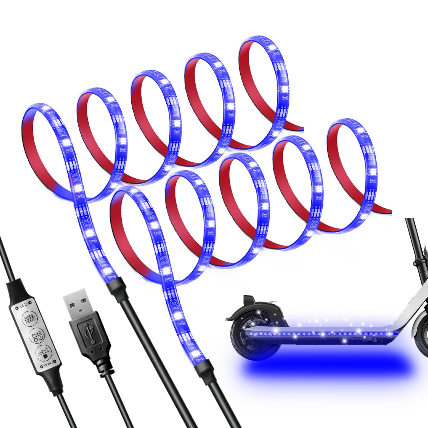 Miisiya Scooter Lights for Night Riding, Electric Scooter Led Strip Lights for Scooter Lights Bicycle Skateboard