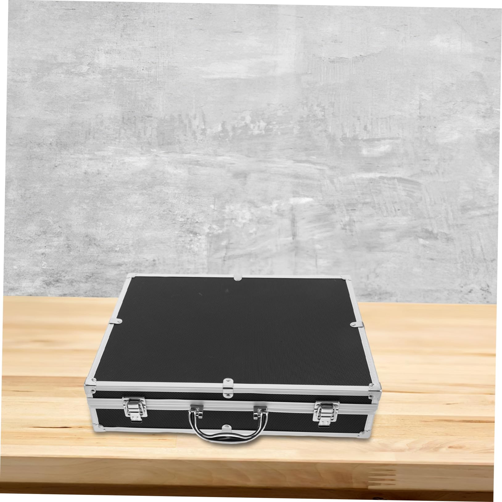 Estuche de Transporte de Aleación de Aluminio con 4 Ranuras para Micrófono y Espuma Absorbente con Asa para Fácil Transporte para Eventos al Aire Libre y Fiestas
