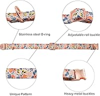 Vista 4 de Collar de perro con hebilla de metal, duradero y ajustable, suave para perros pequeños, medianos y grandes, talla S (10-14 pulgadas), flor 3