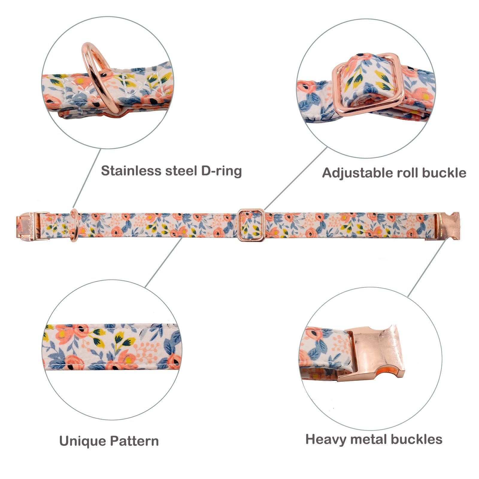 Hundehalsband Baumwolle Mit Gänseblümchen-Muster – Verstellbar, Weich, Größe L (38-58 Cm)