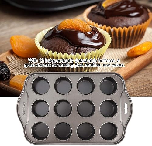 Miniatura 4 de Mini bandeja para tartas de queso, canela antiadherente de 12 cavidades, molde redondo de acero al carbono para hornear, pastel de bricolaje, para