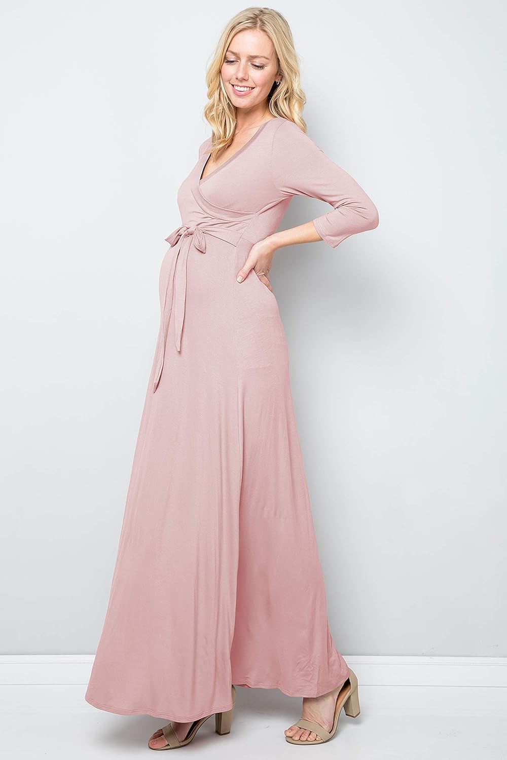 My Bump Maternity Maxi Wrap Dress(Made in USA) at  Women’s Clothing store
