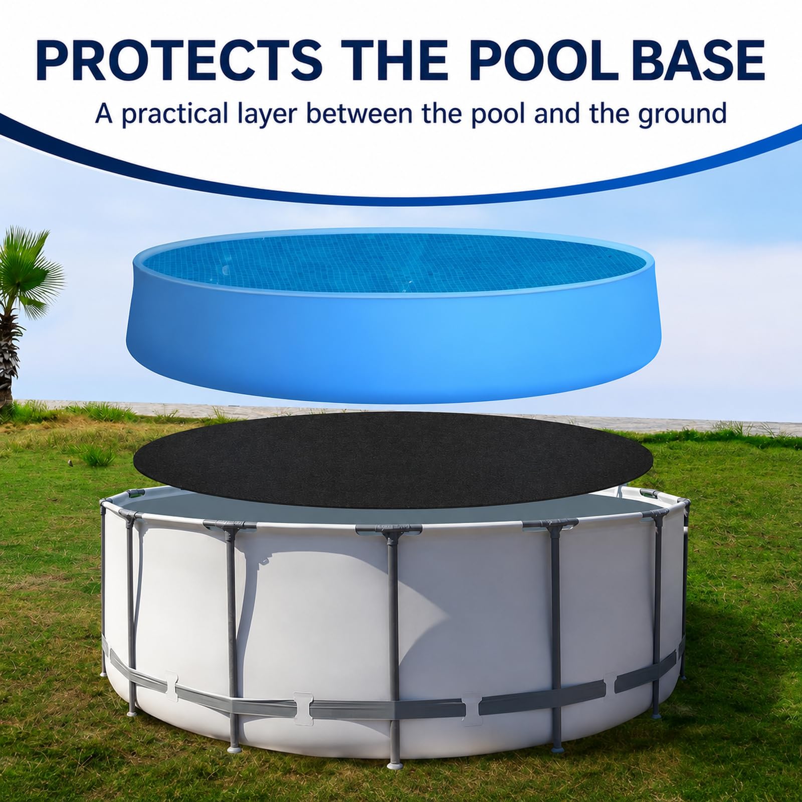 Base per Piscina Antiscivolo Pieghevole,Tappeto Base per Piscina | Installazione Semplice,Leggero E Pieghevole,Adatto Alla Maggior Parte Delle Vasche Idromassaggio E Piscine
