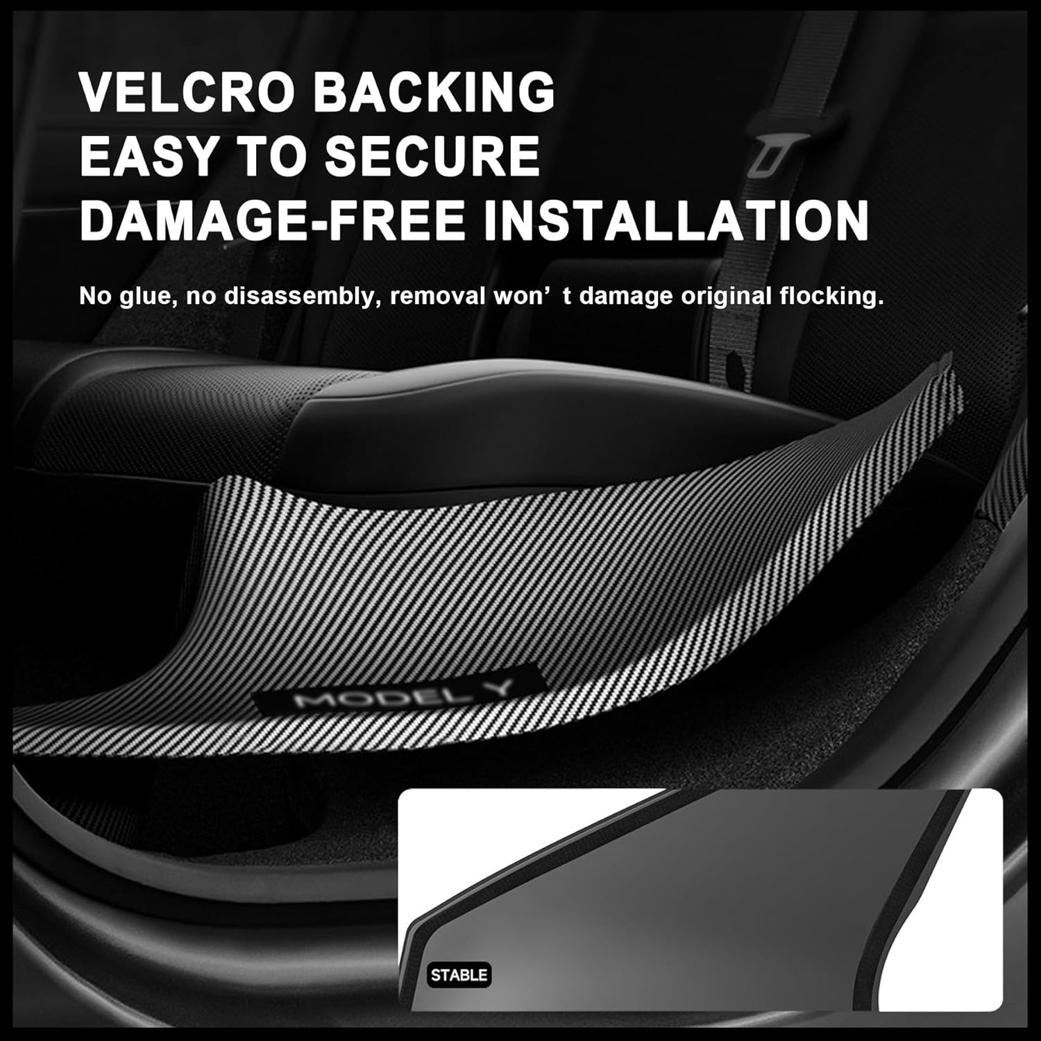 All-in-One Door Sill Protector for Tesla Model Y Juniper (2025-2026), 8PCS Full Set Door Pedal & Rear Bumper Guards, Carbon Fiber Texture Anti-Kick Interior Trim Accessories, Black (Not for Pre-2024)