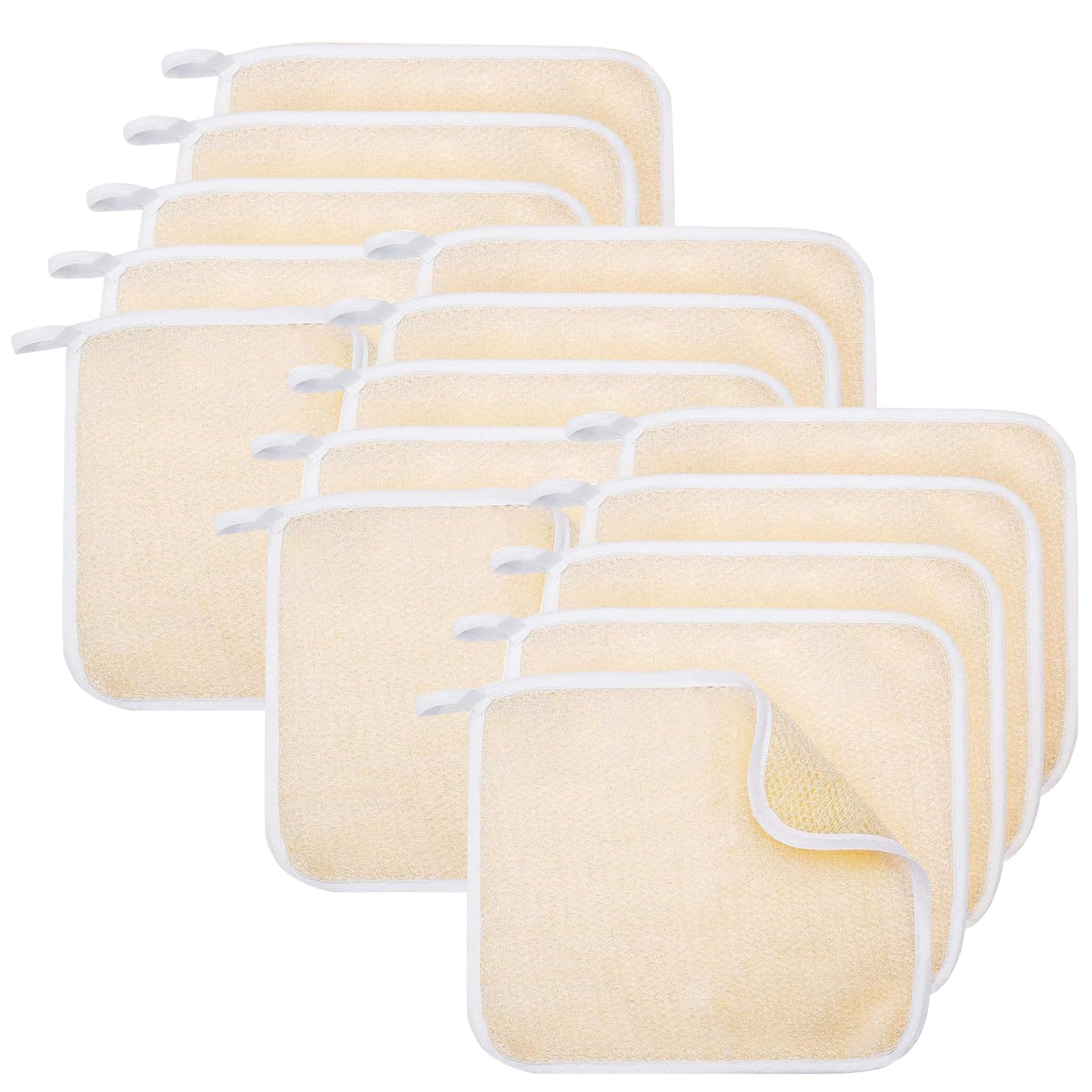 Photo 1 of 15 Count Exfoliating Washcloth for Body and Face Facial Wash Cloths Bath Scrub Soft Weave Loofah Towel Exfoliate Bath Towel Remove Dead Skin Wash Cloth Massage Bath Cloth for Women Man 10.6x9 Inch