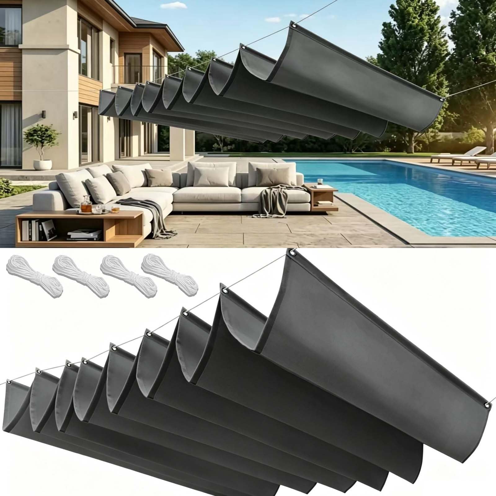 Bâche ombrage rétractable 110x260 cm gris foncé pour pergola