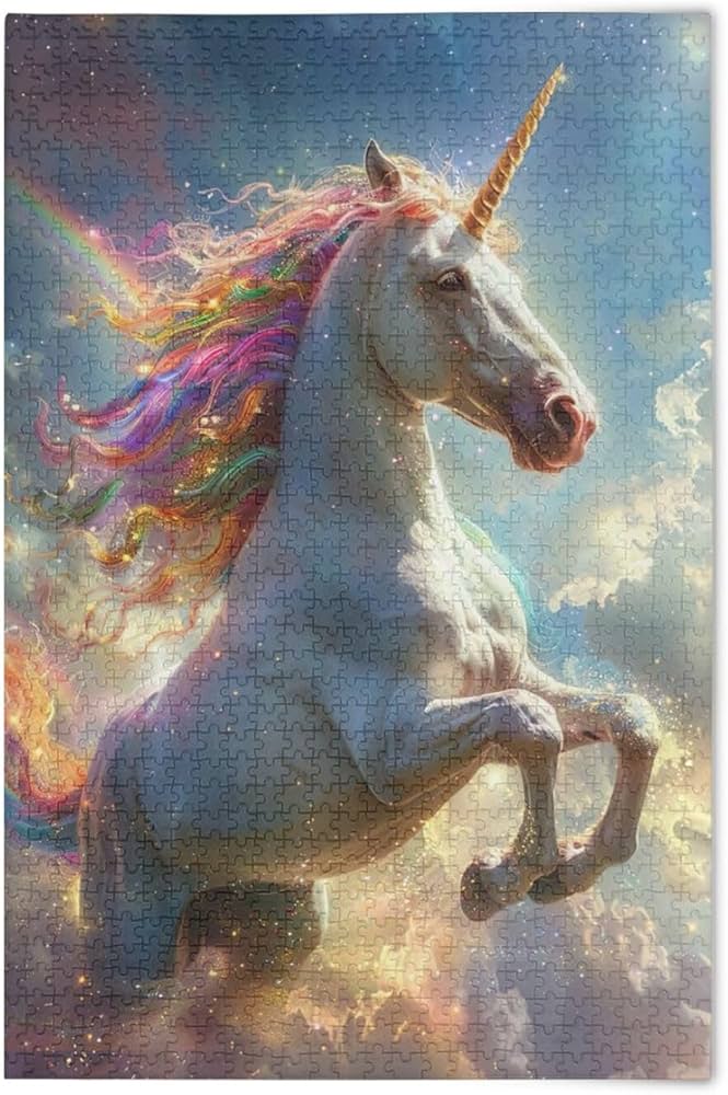Amazon.com: Puzzles for Adults 1000 Piece Cute Unicorn Rainbow