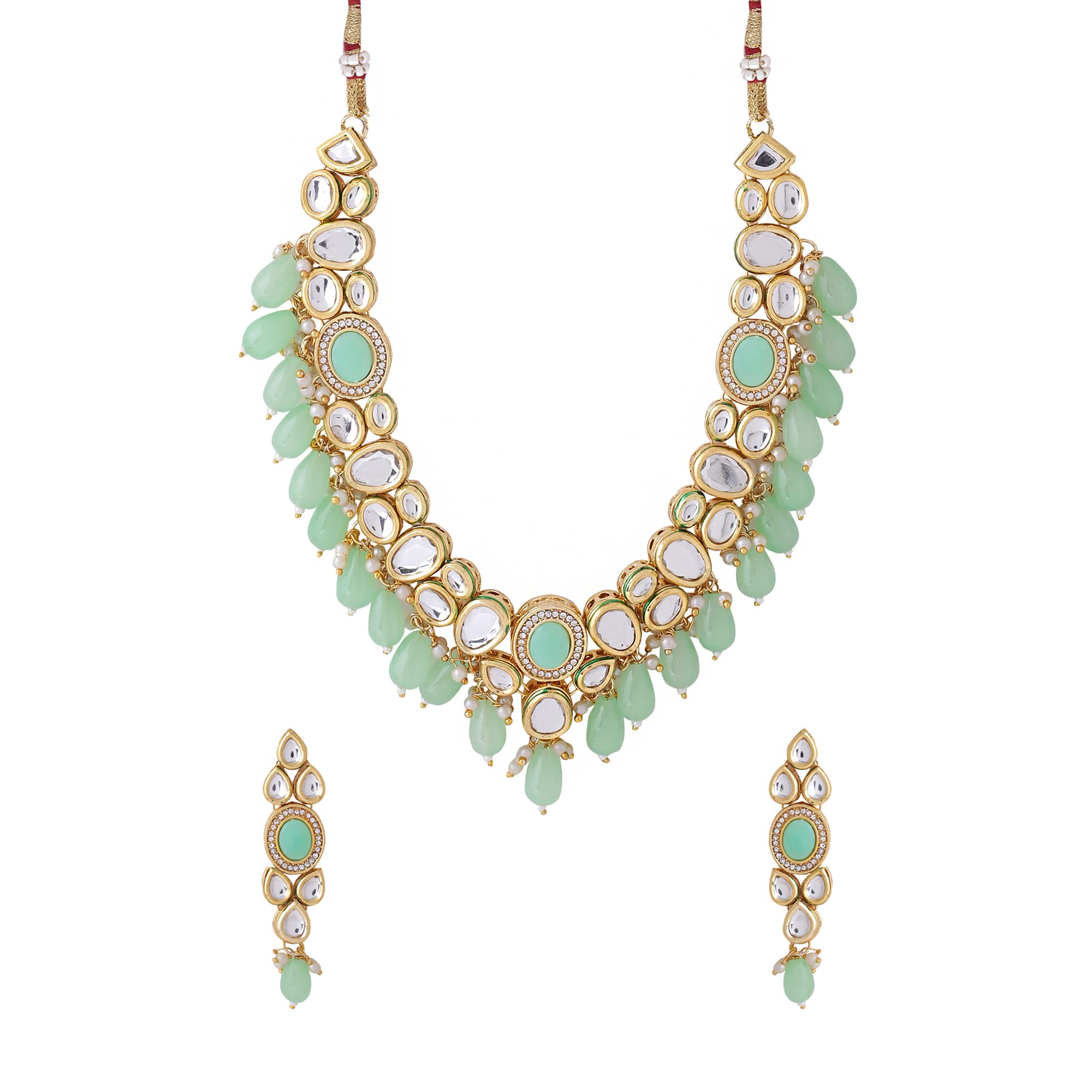 Yellow Chimes Jewellery Set for Women and Girls Kundan Necklace Set | Gold Plated Red Beads Studded Kundan Choker Necklace Set | Birthday Gift for girls and women Anniversary Gift for Wife (B0C2PFM78L) Amazon Price History, Amazon Price Tracker