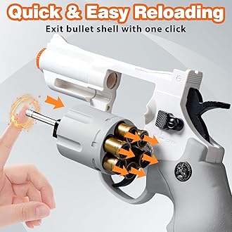Toy Revolver Gun with 30 Soft Bullets, Semi-Automatic Shooting Western Cowboy Prop Revolver Toy Gun, Cosplay Shoot Games, Ideal Gift for Kids Boys Girls Ages 8+ on Christmas, Birthday