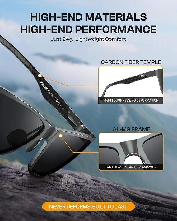 DUCO Sunglasses for Men Rectangular Polarized Sunglasses