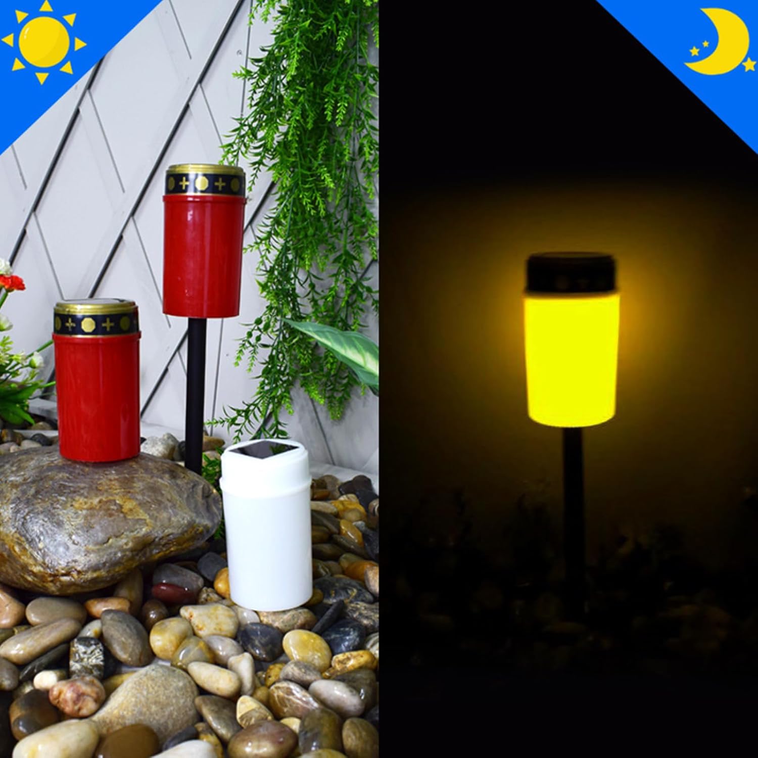 4 x LED Grave Grave LED Flickering Cemetery Mourning Candle for Mourning Rainproof Weatherproof Red