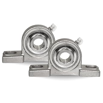 Jeremywell UCP205-16 Stainless Steel Pillow Block Bearing 2 Pack, 1 Inch Bore, 2 Bolt Flange Mounted, Solid Cast Iron Base, Self-Alignment