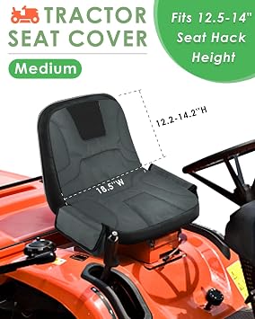 PACETAP Tractor Seat Cover with Drink Pouch, Heavy Duty 600D Oxford Waterproof Riding Lawn Mower Seat Cover Fits Kubota, for Cub Cadet, for Ford, for Mahindra, for Husqvarna (Black,Medium)