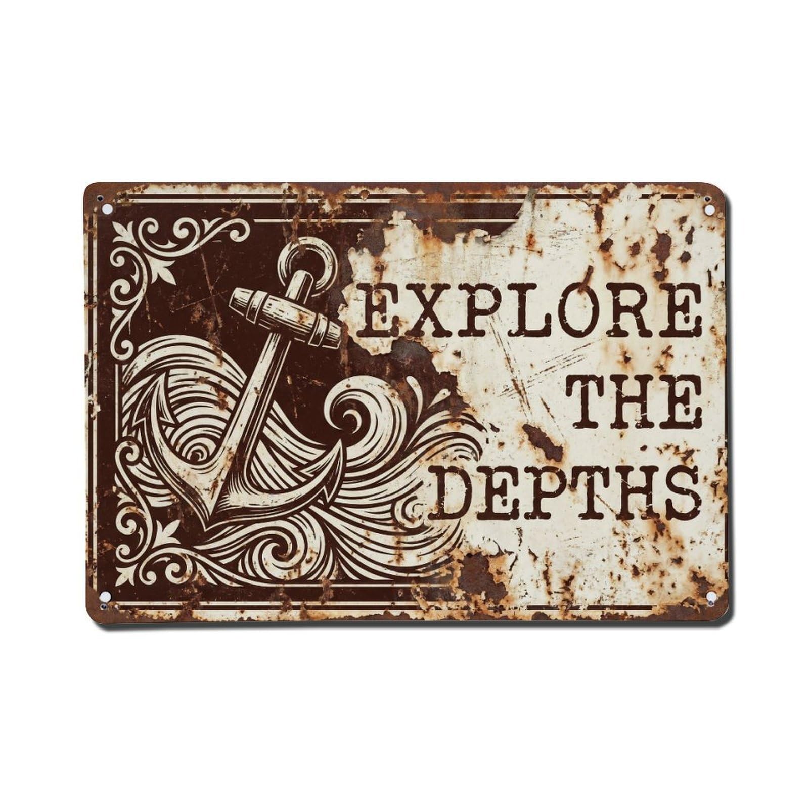 Explore The Depths Discovery Retro Motivational Slogans Vintage Metal Tin Sign Wall Decor for Cafe, Club, Garden Metal Poster 8x12Inch