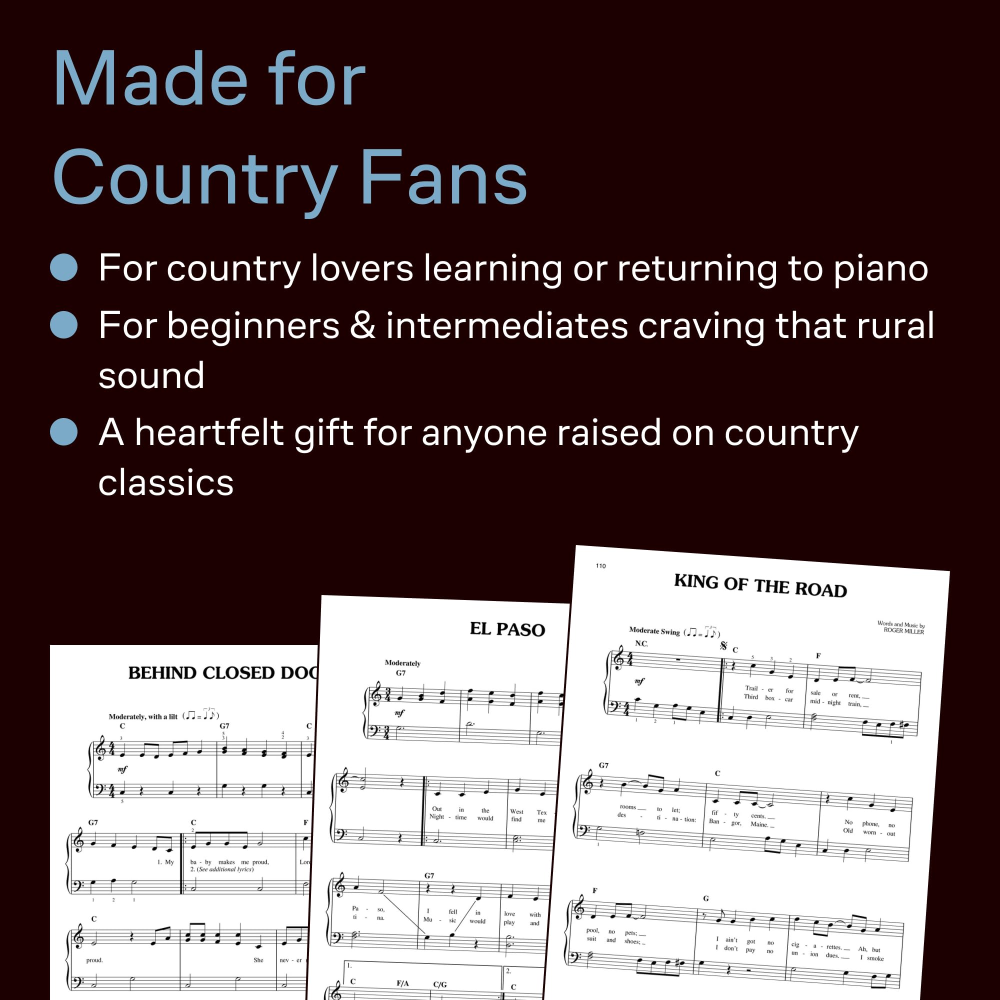 First 50 Country Songs You Should Play on the Piano - Easy Piano Songbook | Beginner-Friendly Arrangements with Lyrics and Chords | Hal Leonard Sheet Music Collection - Image 5