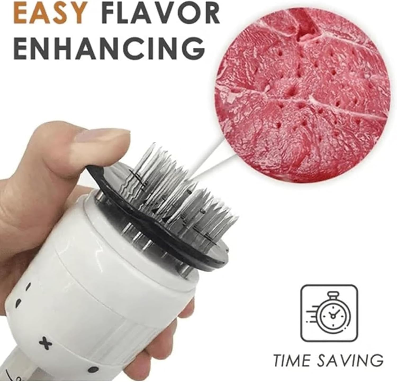 2-in-1 Meat Tenderizer & Marinade Injector, Sauce Injector Meat Tenderizer, Stainless Steel, Easy to Clean, Ideal for BBQ, Turkey, Chicken, Beef, Pork, and Poultry, Professional Kitchen Tool (2 Pcs)