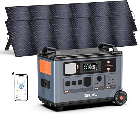 PowerMax 6000 Portable Power Station with 2x500W Solar Panels
