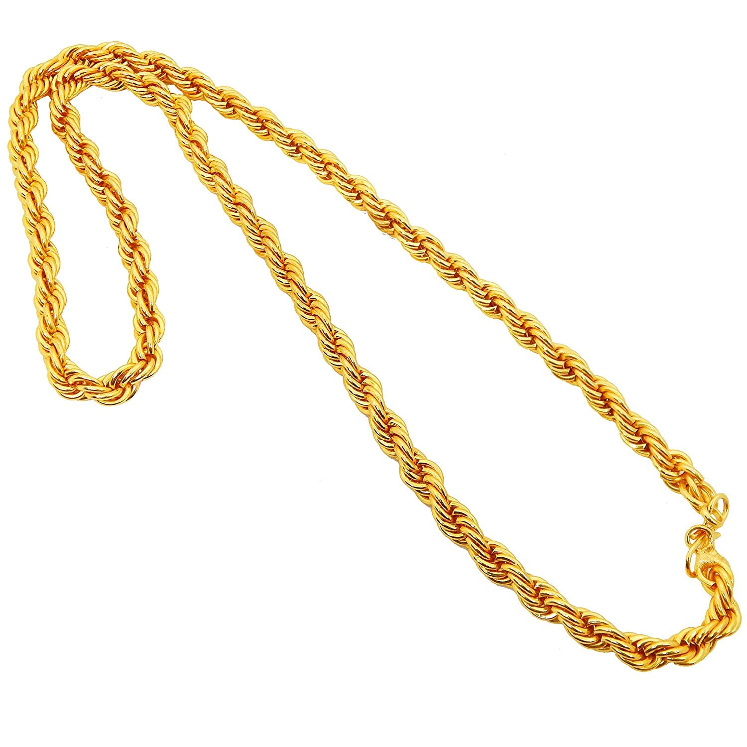 Gold Plated Thick Rope Twisted Design Metal Neck Chain for Men Fancy Golden Necklace for Mens and Boys-image-24
