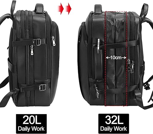 Miniatura 4 de Masa Kawa Mochila de cuero para laptop de 15.6 pulgadas para hombres expandible 36L viaje de negocios mochila Daypack Weekender Bag