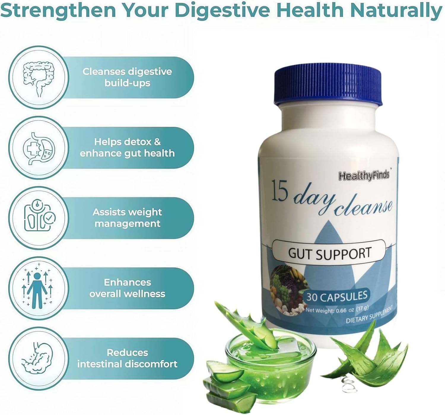 15 Day Cleanse, Gut and Colon Support, Advanced 15 Day Gut Cleanse Detox for Women & Men with Senna, Cascara Sagrada & Psyllium Husk, Non-GMO (30 Capsules) - Image 8