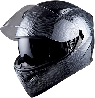 1STorm Motorcycle Street Bike Dual Visor/Sun Visor Full Face Helmet Mechanic Carbon Fiber Black, Size Large (57-58 CM,22.4/22.8 Inch)