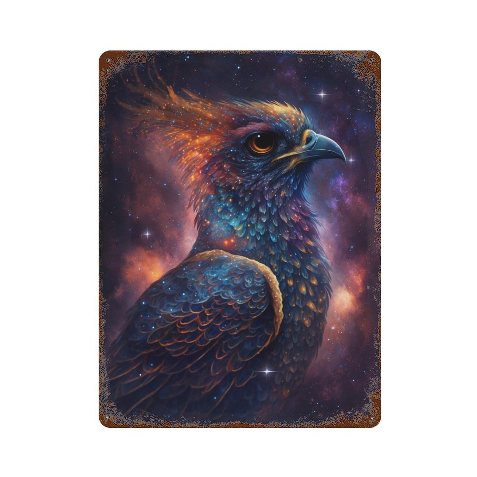Cosmic Bird Portrait-1 Decorative Tin Sign 15.7"x11.8", Farmhouse Wall Decor for Garage, Bar And Workshop Decor