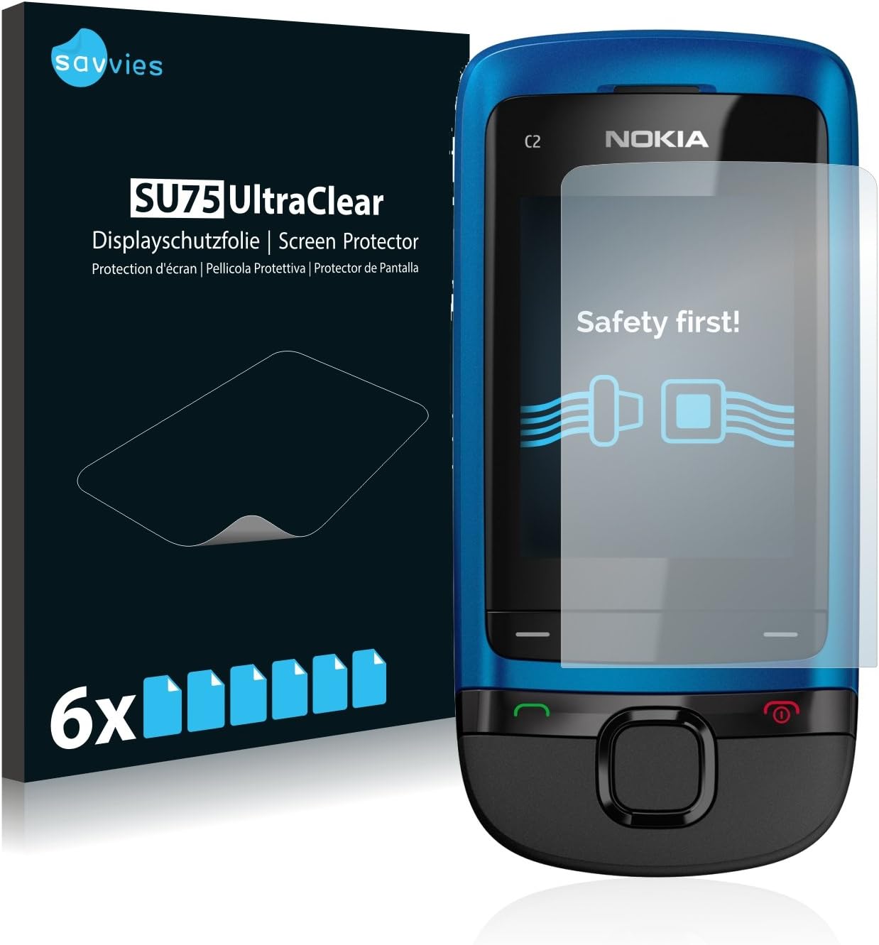 6x Screen Protector for Nokia C2-05 Protection Film - Crystal-Clear Bubble-Free