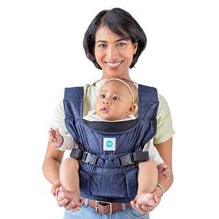 Soulslings 4-in-1 Lali Baby Carrier Bag, 100% Cotton - Dark Blue | Compact & Lightweight (400g) | Adjustable for 0-24 Months (4-15kg) | Machine Washable & Handwashable | Breastfeeding Friendly - Amazon product rated Grade A