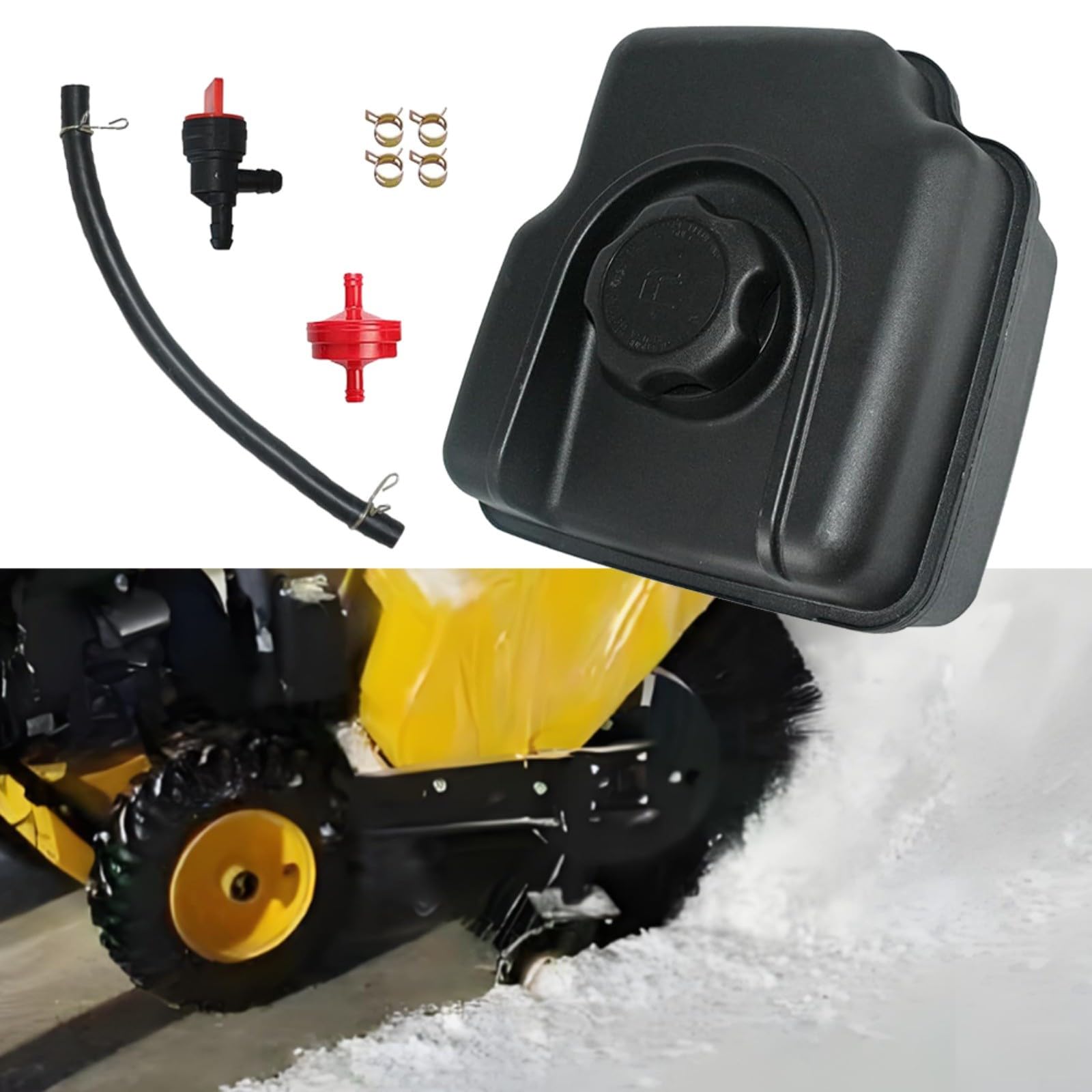 Kit de tanque de combustible para soplador de nieve de repuesto para modelos 694260, 698110, 697779, 699885, 121003, 110432 — Juego de 8 piezas con cubierta, tubo, abrazaderas, válvula de
