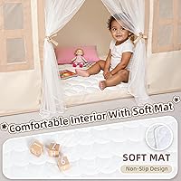 Vista 5 de Tienda de campaña para niños en el interior: con alfombra, guirnalda de borlas, luces de estrella, tienda de campaña para niñas, casa