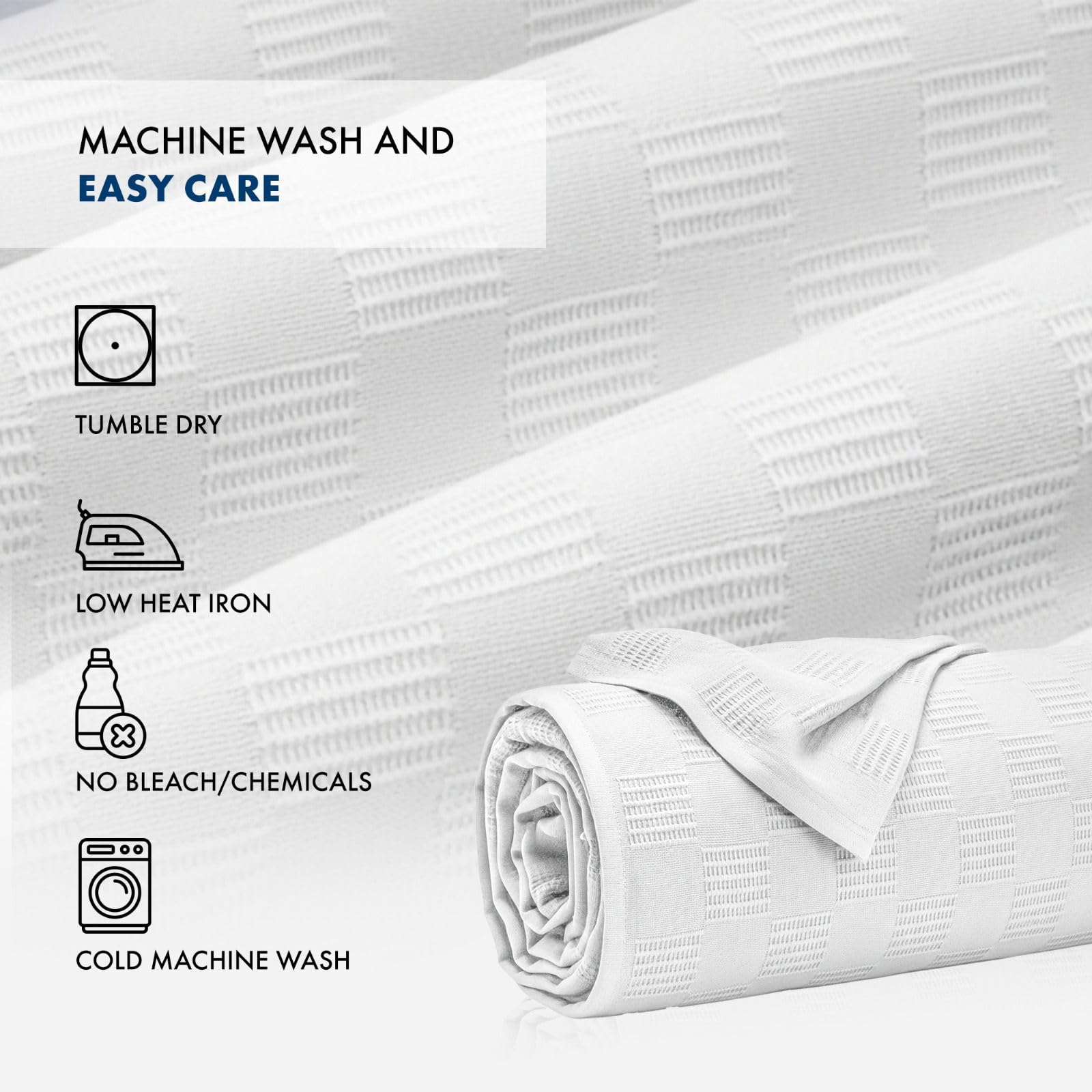 Linteum Textile Supply Thermodecke (Weiß, Doppelbett), langlebige und strapazierfähige weiche Decke, aus 100 % Baumwollmaterial für Zuhause, Krankenhäuser, 168 x 228 cm