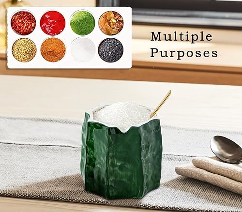 Miniatura 4 de Azucarero de cactus con tapa y cuchara Tarro de azúcar de cerámica Plato de azúcar blanco con tapa Azucarera  Decoración en relieve Elegante y