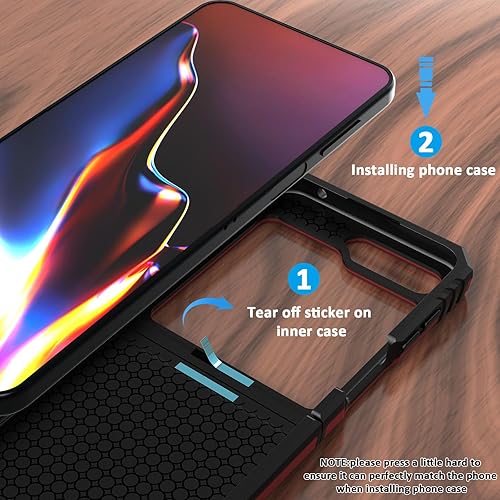 Miniatura 10 de ADDIT Z Flip 5 - Funda con función atril y protección de bisagra, a prueba de golpes, color negro con soporte de anillo para Samsung Galaxy Z Flip 5