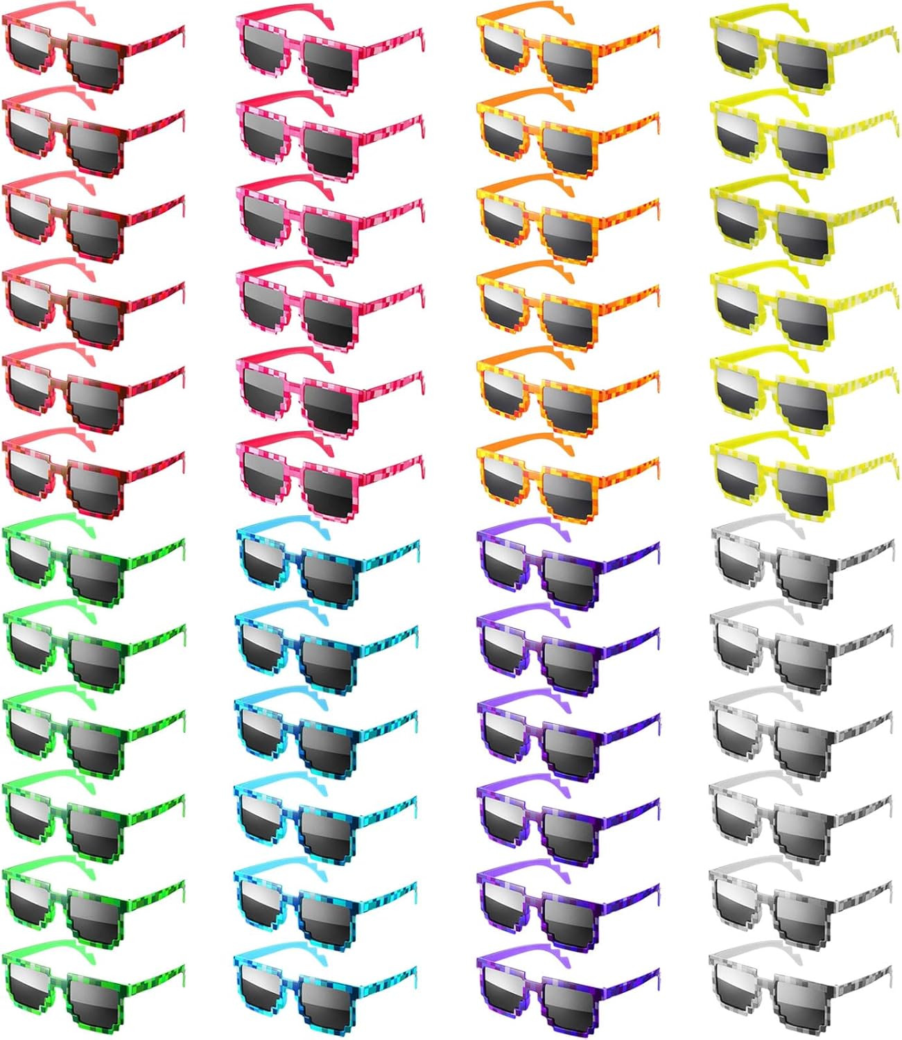 24/48 Pack Pixel Sunglasses Bulk, Gamer Robot Pixelated Mosaic Sunglasses Pixel Glasses Birthday Party Favors Supplies