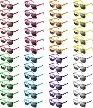 24/48 Pack Pixel Sunglasses Bulk, Gamer Robot Pixelated Mosaic Sunglasses Pixel Glasses Birthday Party Favors Supplies