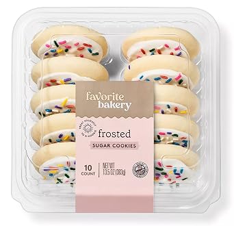 Pink Iced Frosted Sugar Cookies with Multi-Colored Rainbow Sprinkles (10 ct.) by Favorite Day (Market Pantry) (Pack of 2)