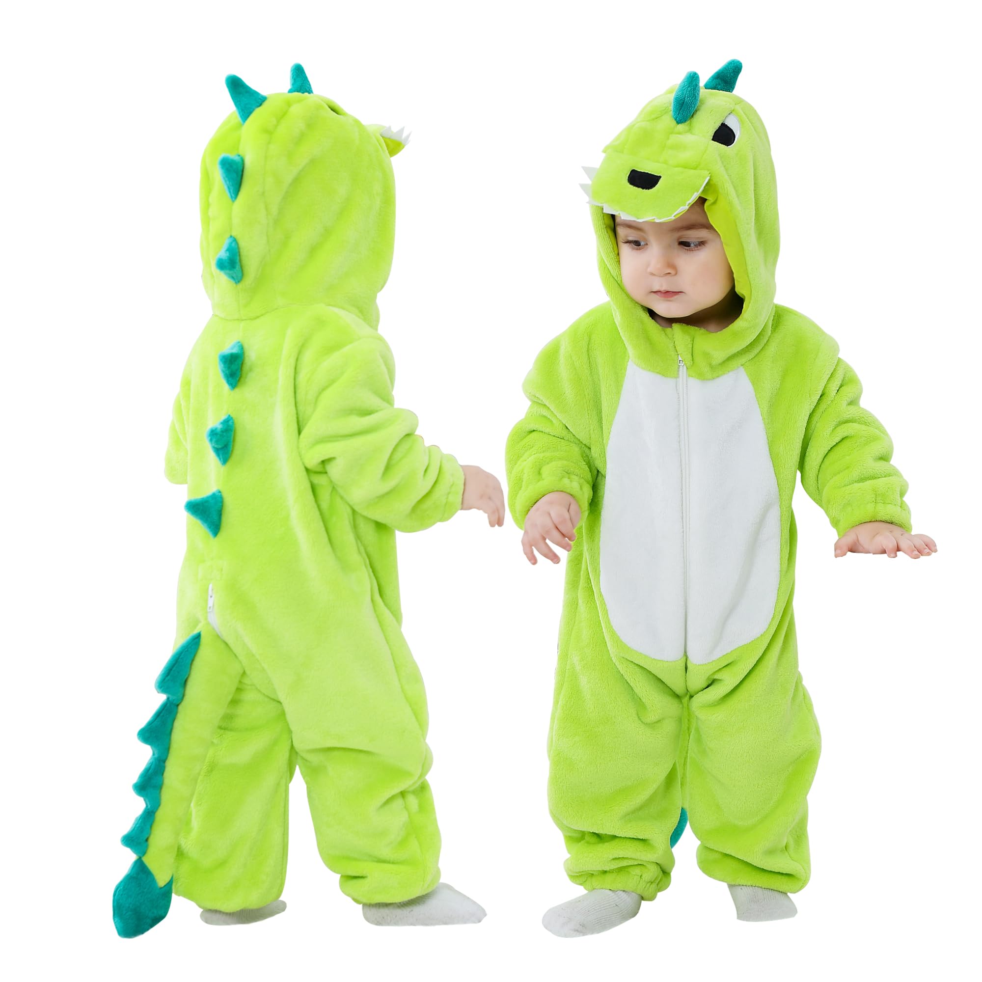 Bambino Inverno Pagliaccetto con Cappuccio Flanella Tutina per bambini Cosplay Halloween Costume