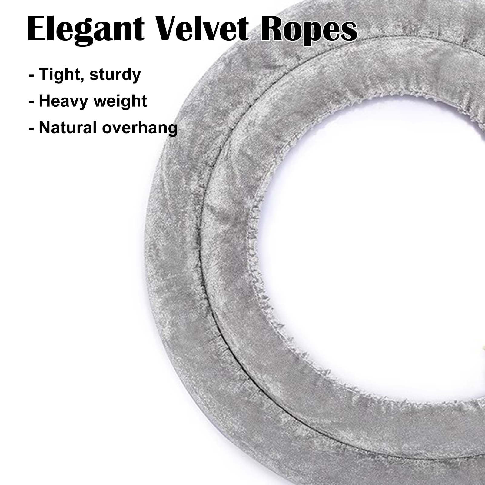 4 Pack Velvet Stanchion Rope Grey, Hanging Velvet Ropes Red Carpet Party Decoration, Crowd Control Barrier Queue Line Rope with Hook(Silver Hook,2m/6.6ft)