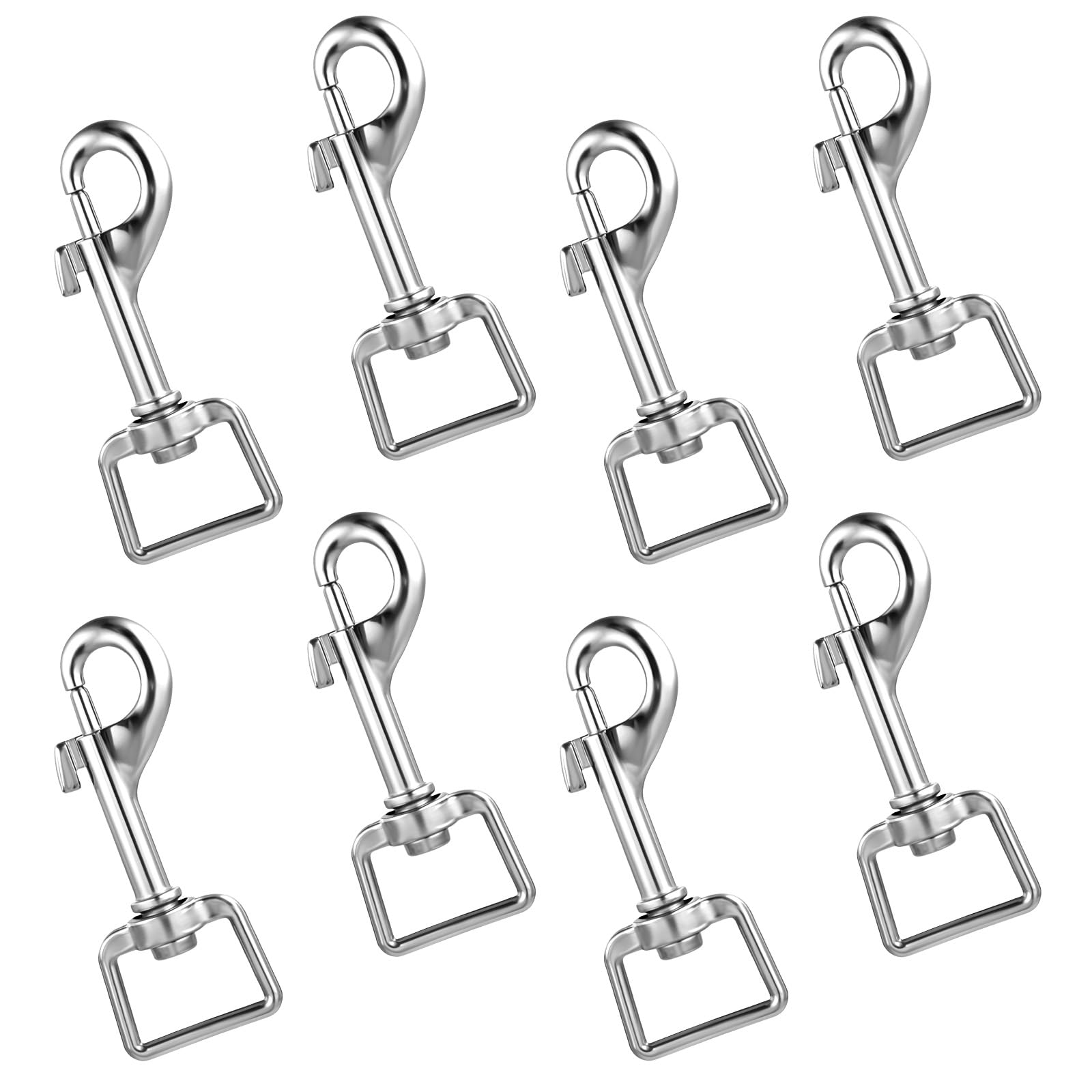 Pack 8 Mosquetones Giratorios 66mm - Acero Inoxidable, Para Correas De Perro, Llaveros, Barco, Mástil Bandera
