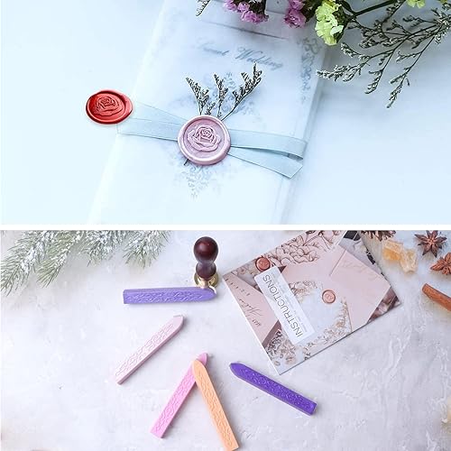 Miniatura 6 de Varillas de cera de sellado y sello para sello de cera, invitaciones de boda, sobres de tarjetas, correos de caracol, paquetes de vino, ideas de