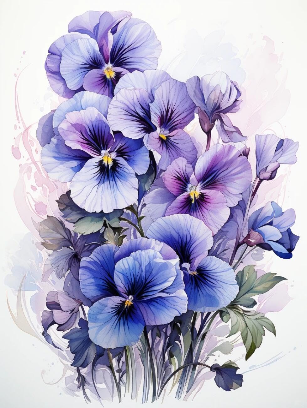 RKFLGEW 14CT Cross-Stitch Kits Colorful Pansy Flowers Counted Fabric Cross Stitching DIY Art Needlecrafts Embroidery Kits with Scissors Accessories 40x50cm