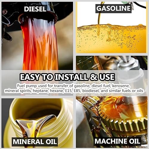 Miniatura 8 de Weonefit - Bomba de transferencia de combustible de 20 GPM, 12 V, amarilla, con fusible de 50 A, manguera de descarga y boquilla manual para