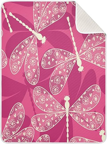 Kigai Manta de bebé rosa libélula, mantas acogedoras para recién nacidos y niños pequeños, manta de bebé suave y cálida para cuna cochecito